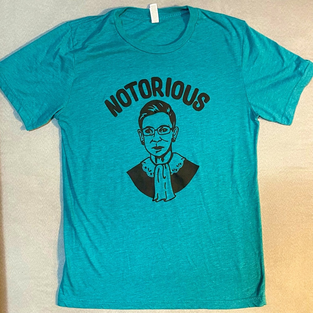 WIRE AND HONEY NOTORIOUS RBG SHORT SLEEVE TEE IN TEAL SIZE MEDIUM